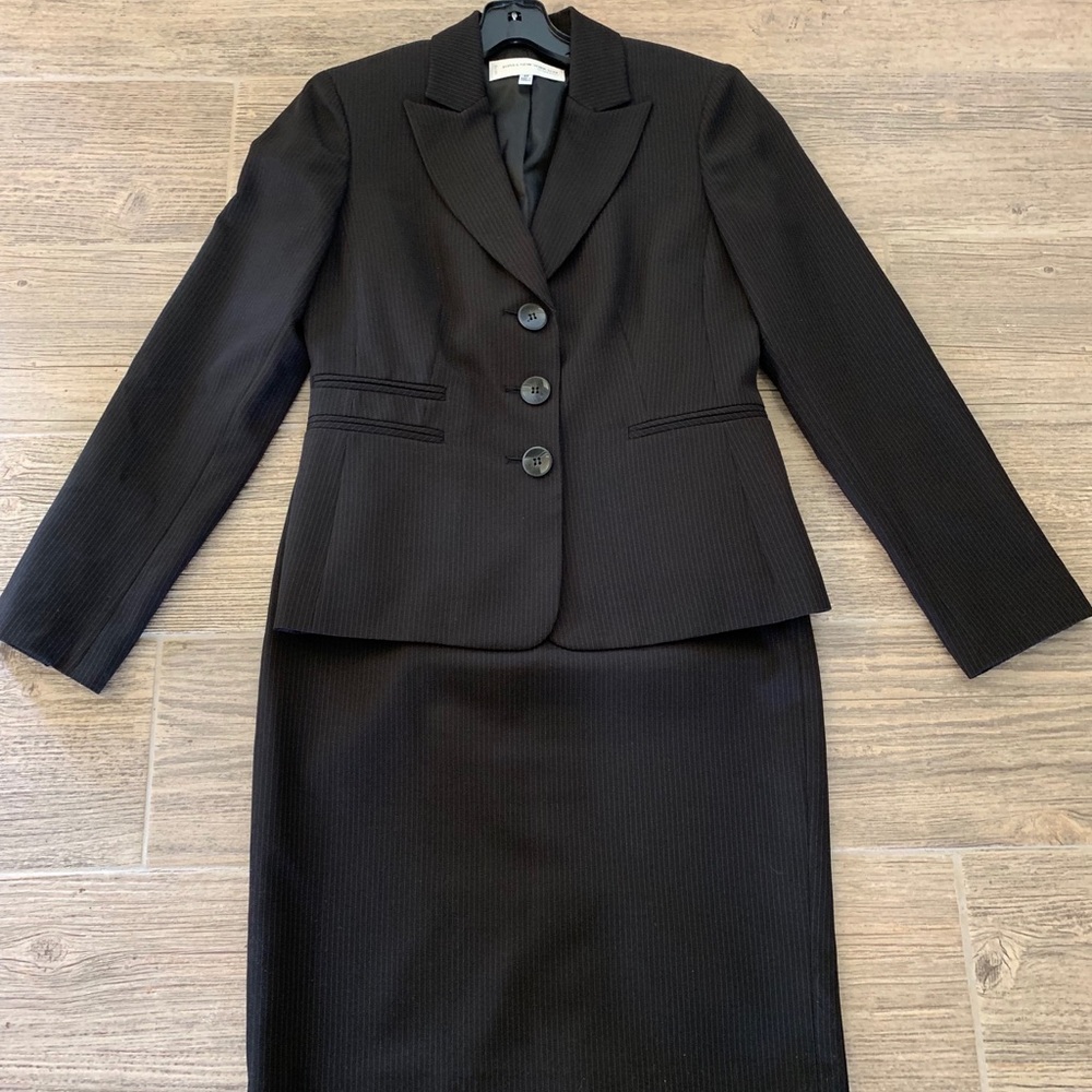 Jones New York Black Pinstriped Suit